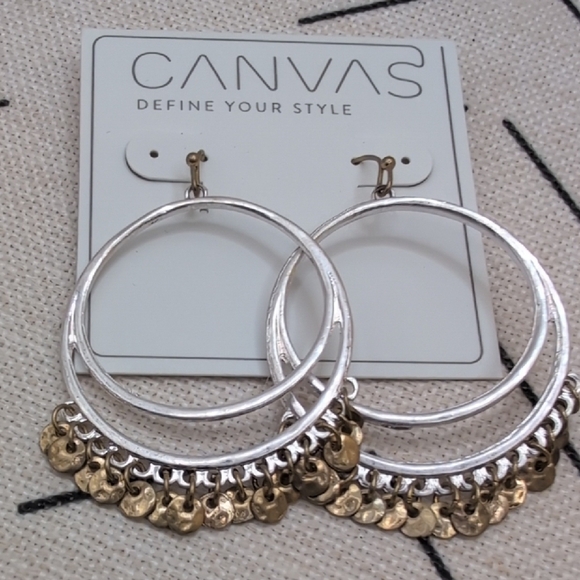 Bella Canvas Silver and Gold Hoop Earrings - Picture 1 of 5